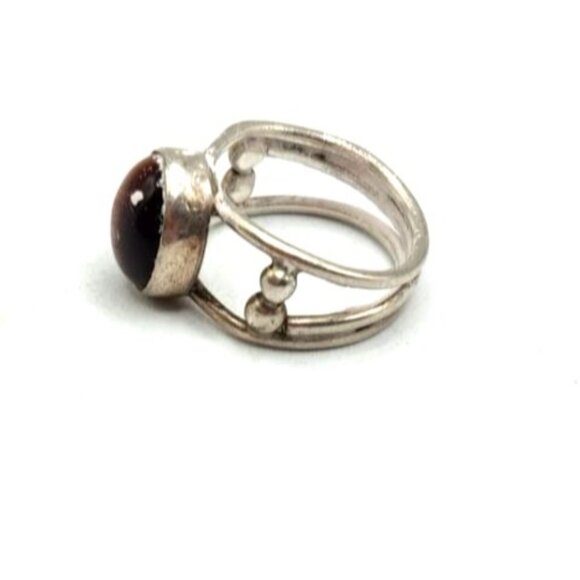 Size 7 Sterling Silver & Cabochon Oval Tigers Eye Center Stone Handmade Ring - Picture 2 of 3